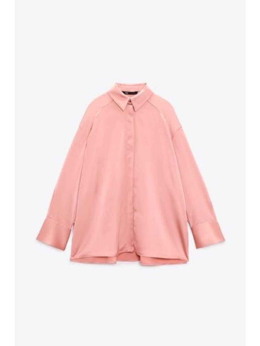 Zara Pink Buttoned Satin Effect Shirt